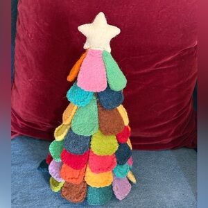 Arcadia Home Hand made multi colored  felted wool Christmas tree 16”